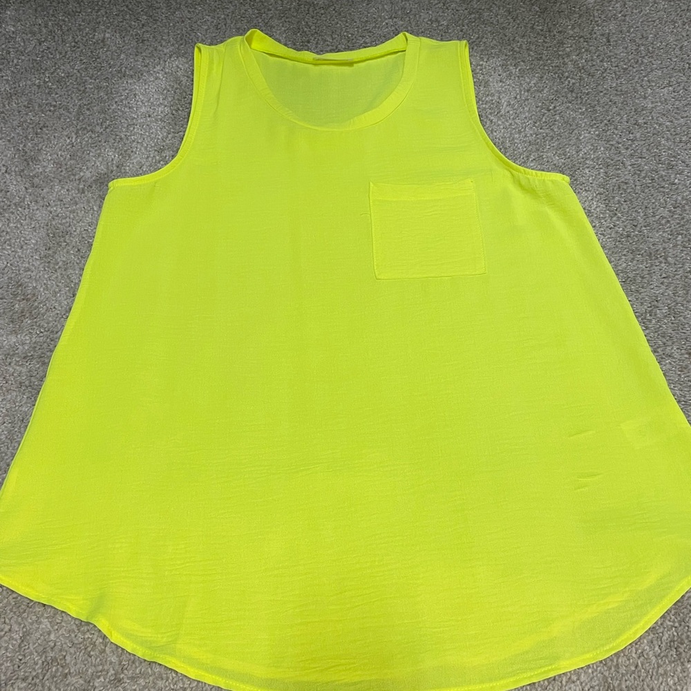 Neon Yellow Sleeveless Top Size Small-Oversized